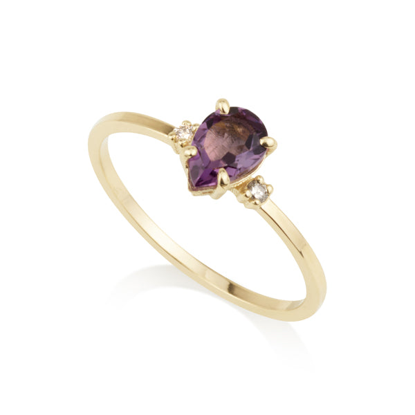 Diamond Drop Ring - Amethyst