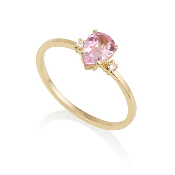 Diamond Drop Ring - Laboratory Morganite