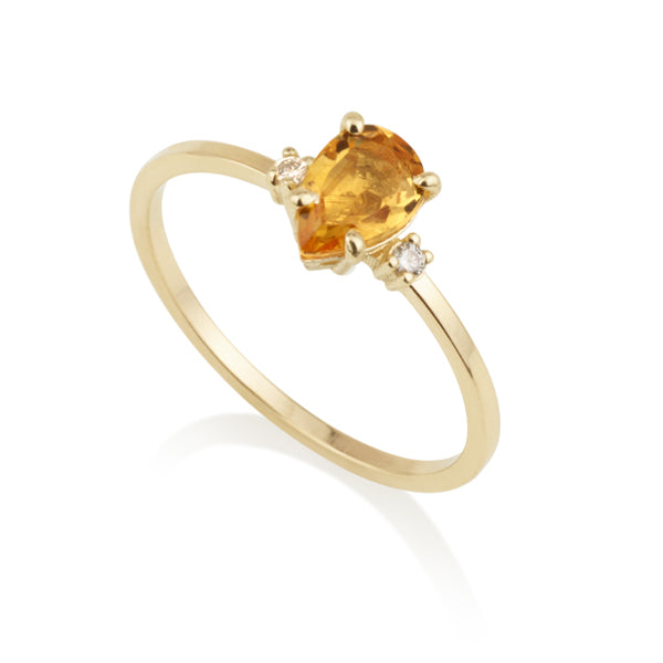 Diamond Drop Ring - Citrine