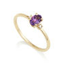 Diamond Oval Ring - Amethyst