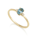 Diamond Oval Ring - Blue Topaz