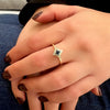 Diamond square Ring - Natural Sapphire & Diamond