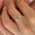 Diamond Round Ring - Natural Emerald