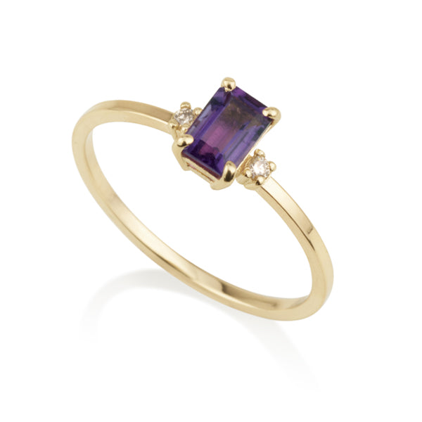 Diamond Octagon Ring - amethyst