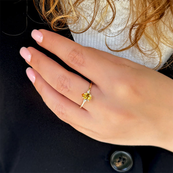 Diamond Drop Ring - Citrine