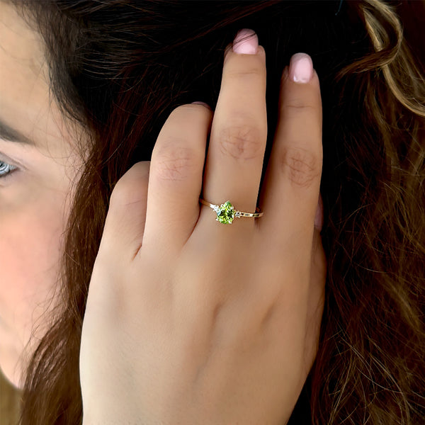 Diamond Drop Ring - Peridot