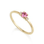 Diamond Round Ring - Pink Topaz