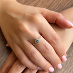 Diamond Oval Ring - Blue Topaz