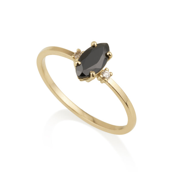 Diamond Marquise Ring - Black Corundum