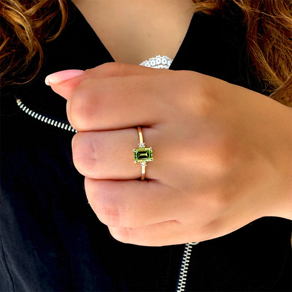 Diamond Octagon Ring - Peridot