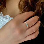 Diamond Octagon Ring - Blue Topaz