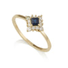 Diamond square Ring - Natural Sapphire & Diamond