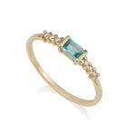 Diamond Octagon Ring - Blue Topaz