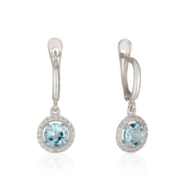 Vitalia Earrings - White Gold, Blue Topaz