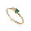 Diamond Square Ring - Natural Emerald