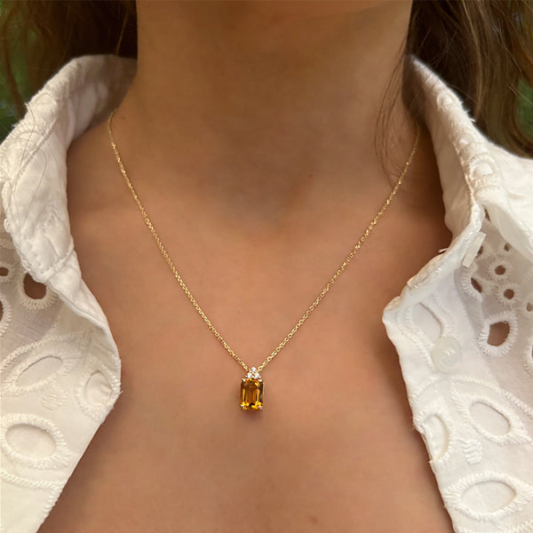 Patrizia Rectangle Necklace - Citrine