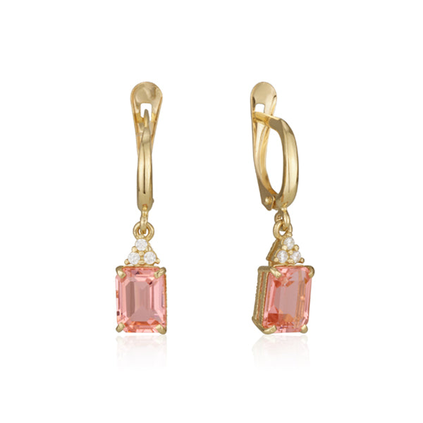 Patrizia Rectangle Earrings - Morganite Spinel