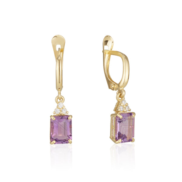 Patrizia Rectangle Earrings - Amethyst