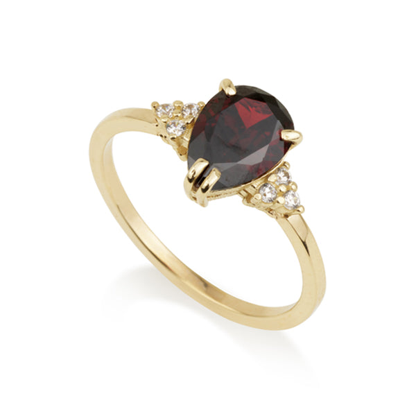 Patrizia Drop Ring - Garnet C.z.