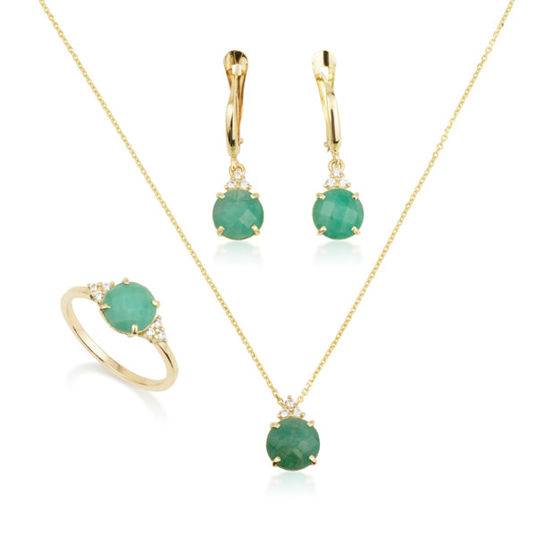 Patrizia Round Earrings - Natural Emerald