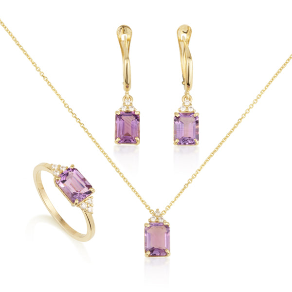 Patrizia Rectangle Earrings - Amethyst