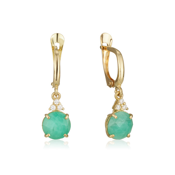 Patrizia Round Earrings - Natural Emerald