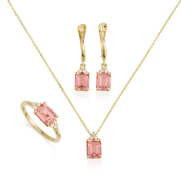 Patrizia Rectangle Earrings - Morganite Spinel